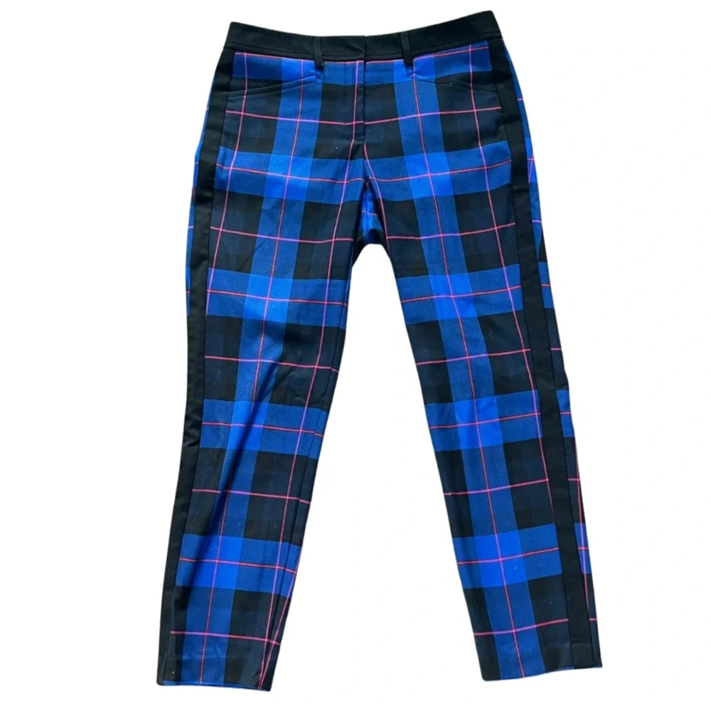 🇨🇦 Y2K Tristan Blue Plaid Pants Low Rise Slim fit Size 9 Emo Alt Punk Indie - Picture 2 of 6